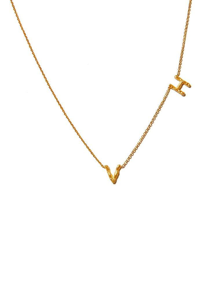 Sideways Double Letter Necklace - Medium