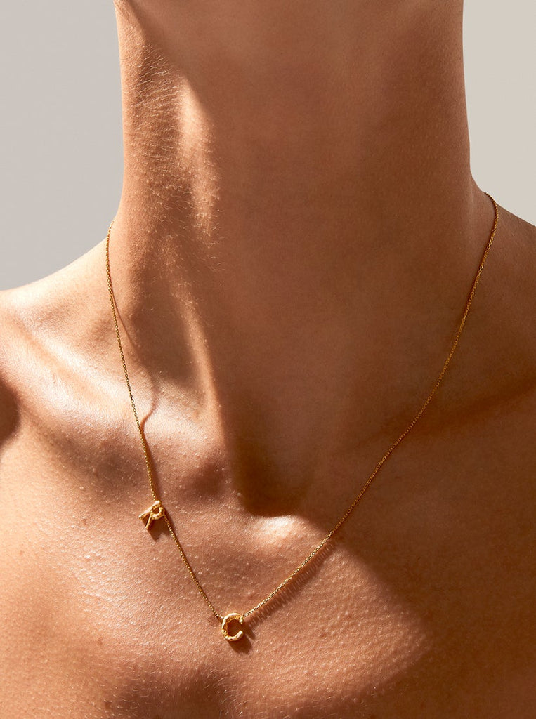 Sideways Double Letter Necklace - Medium